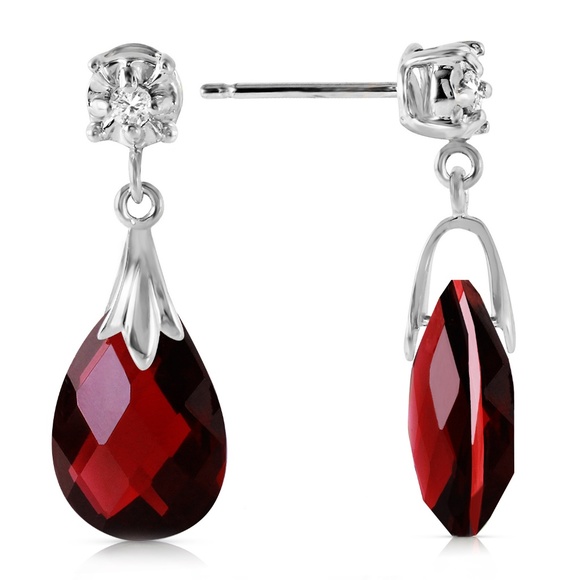 GOLD STUD EARRINGS WITH DIAMONDS & GARNETS